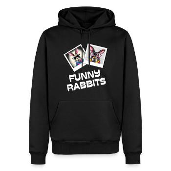 Funny rabbit lapin drôle lunettes happy easter day - Sweat à capuche Premium bio Homme - noir - Devant - Nico (187cm)