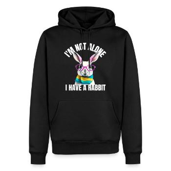 i'm not alone i have a rabbit tshirt bunny lunette - Sweat à capuche Premium bio Homme - noir - Devant - Nico (187cm)