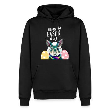 Funny rabbit lapin drôle lunettes bunny easter day - Sweat à capuche Premium bio Homme - noir - Devant - Nico (187cm)