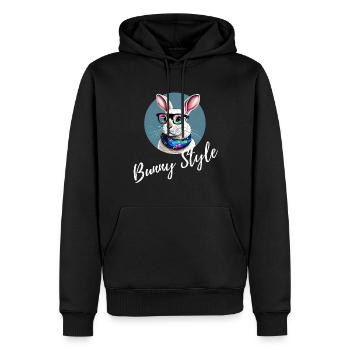 Bunny style rabbit funny glasses happy easter day - Men’s Premium Organic Hoodie - black - Front - Nico (187cm)