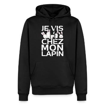 Lapin mignon lunettes paques bunny easter day - Sweat à capuche Premium bio Homme - noir - Devant - Nico (187cm)