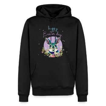Lustiges Kaninchen lustige Brille Hase Ostertag - Männer Premium Bio Hoodie - Schwarz - Vorne - Nico (187cm)