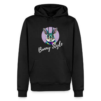 Bunny style lapin drôle lunettes happy easter day - Sweat à capuche Premium bio Homme - noir - Devant - Nico (187cm)