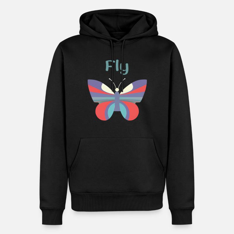 Butterflies pattern - Sweat à capuche Premium bio Homme - noir