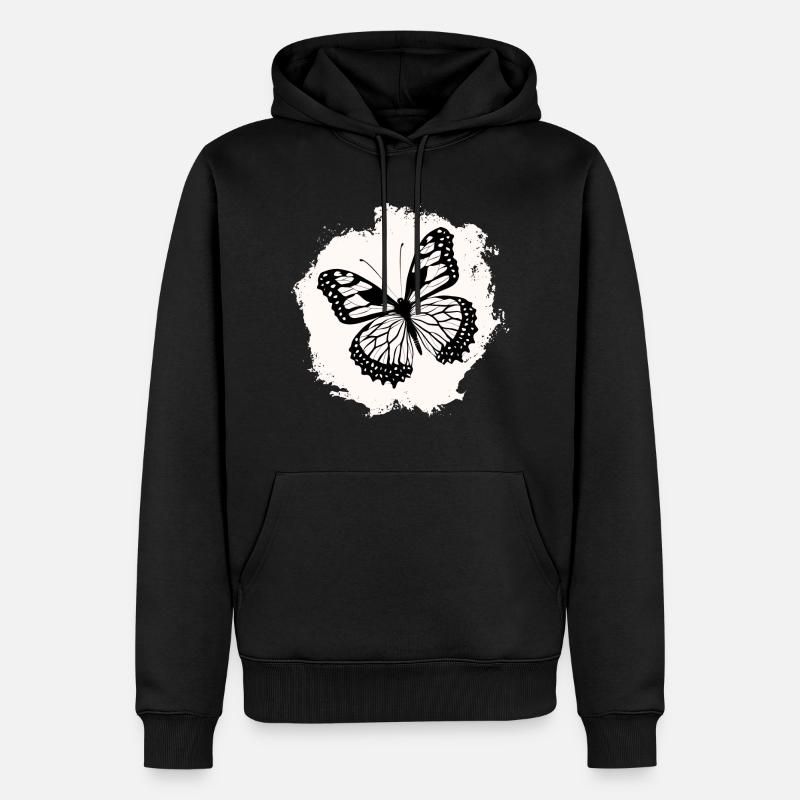 Butterflies pattern - Sweat à capuche Premium bio Homme - noir