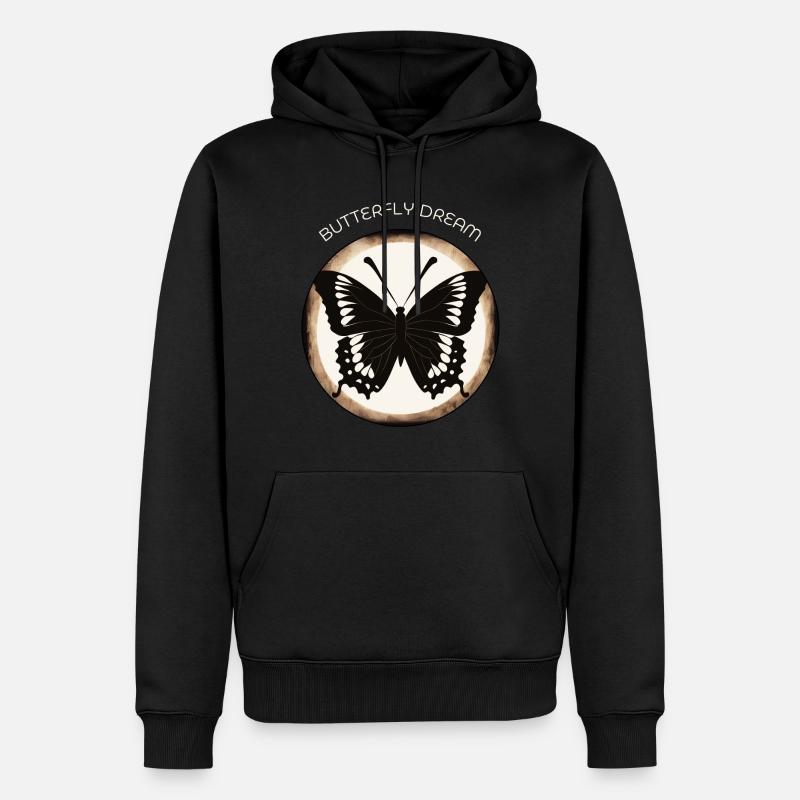 Schmetterlinge Muster - Männer Premium Bio Hoodie - Schwarz