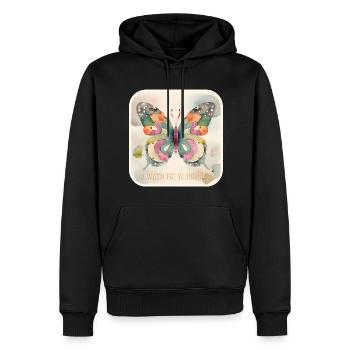 Butterflies pattern - Sweat à capuche Premium bio Homme - noir - Devant - Nico (187cm)