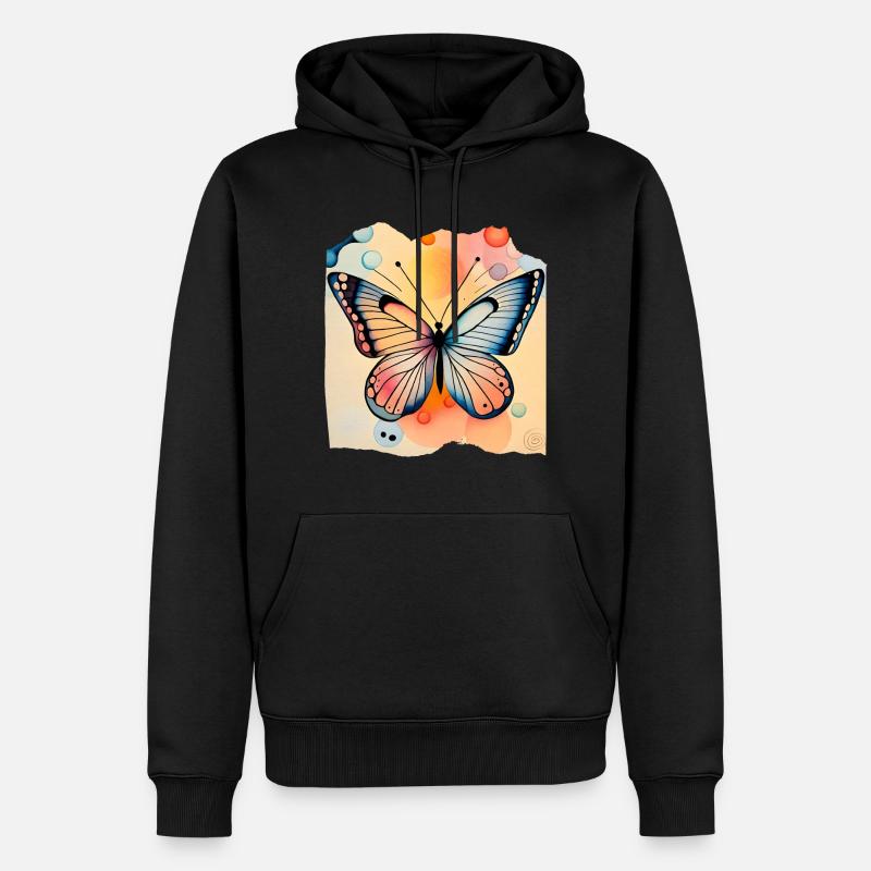 Butterflies pattern - Sweat à capuche Premium bio Homme - noir