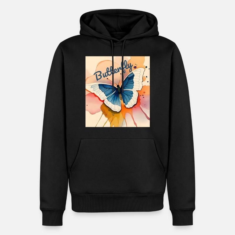 Butterflies pattern - Sweat à capuche Premium bio Homme - noir
