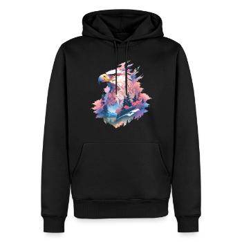 Eagle Head Nature Nature Forêt Arbres Montagnes - Sweat à capuche Premium bio Homme - noir - Devant - Nico (187cm)