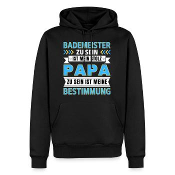 Bademeister zu sein ist mein Stolz; Papa Geschenk - Männer Premium Bio Hoodie - Schwarz - Vorne - Nico (187cm)