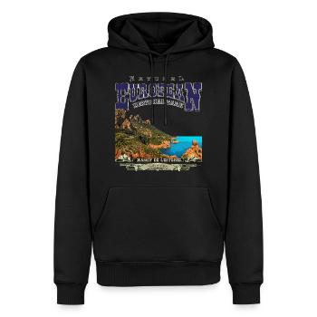 Parc national de l’Estérel - Côte d’Azur - Sweat à capuche Premium bio Homme - noir - Devant - Nico (187cm)