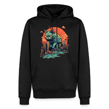 Kaiju Cat détruit la ville, Giant Evil Cat Japan - Sweat à capuche Premium bio Homme - noir - Devant - Nico (187cm)