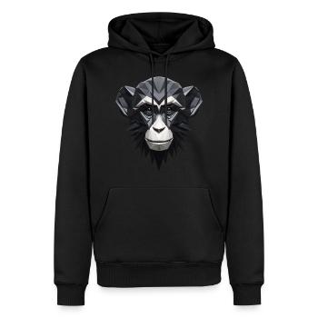 Monkey - Monochrome Geometric Monkey Portrait - Men’s Premium Organic Hoodie - black - Front - Nico (187cm)