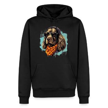 Silhouette d’épagneul | Chien audacieux Design Streetwear - Sweat à capuche Premium bio Homme - noir - Devant - Nico (187cm)