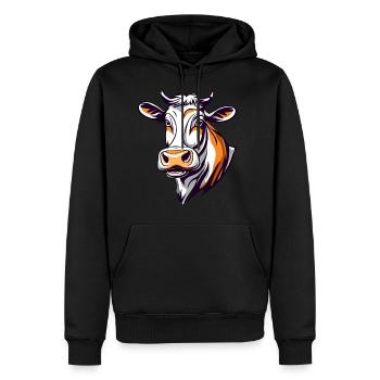 Vache mignonne - Sweat à capuche Premium bio Homme - noir - Devant - Nico (187cm)