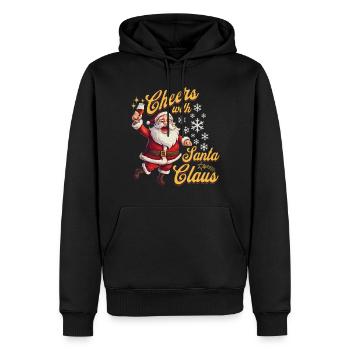 Santa Claus Alcohol Beer Mulled Wine Liquor Cheers - Men’s Premium Organic Hoodie - black - Front - Nico (187cm)