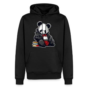 Panda mignon avec des livres - Sweat à capuche Premium bio Homme - noir - Devant - Nico (187cm)