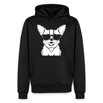 Chihuahua drôle portant des lunettes de soleil Chihuahuas - Sweat à capuche Premium bio Homme - noir - Devant - Nico (187cm)