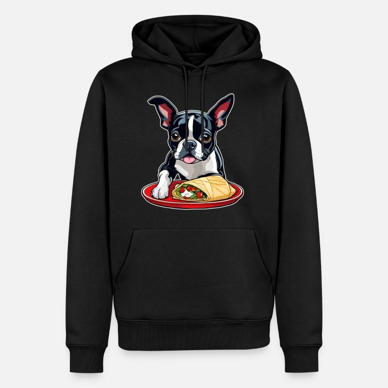 Boston Terrier mit Taco - Männer Premium Bio Hoodie - Schwarz
