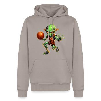 Basketball Alien - Men’s Premium Organic Hoodie - taupe - Front - Nico (187cm)