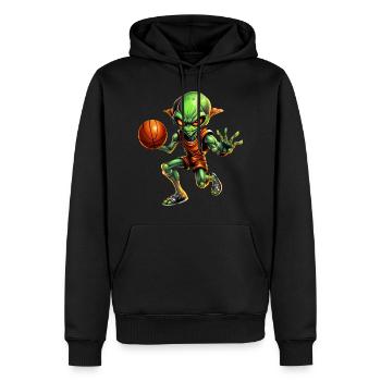 Basketball Alien - Männer Premium Bio Hoodie - Schwarz - Vorne - Nico (187cm)