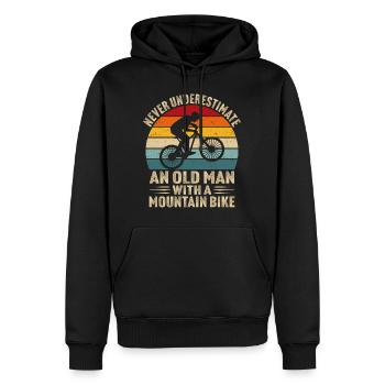 Old Man With A Mountain Bike - Men’s Premium Organic Hoodie - black - Front - Nico (187cm)