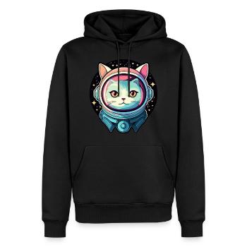 Katze Astronaut Illustration - Männer Premium Bio Hoodie - Schwarz - Vorne - Nico (187cm)