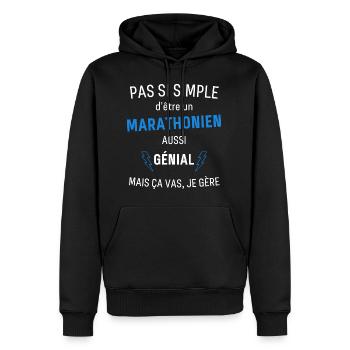 T-shirt Marathonien Génial - Sweat à capuche Premium bio Homme - noir - Devant - Nico (187cm)
