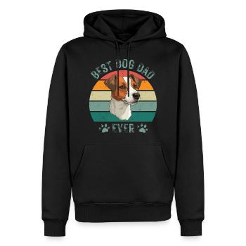 Jack Russel Terrier Chien Chiens Papa Fête des Pères Rétro - Sweat à capuche Premium bio Homme - noir - Devant - Nico (187cm)