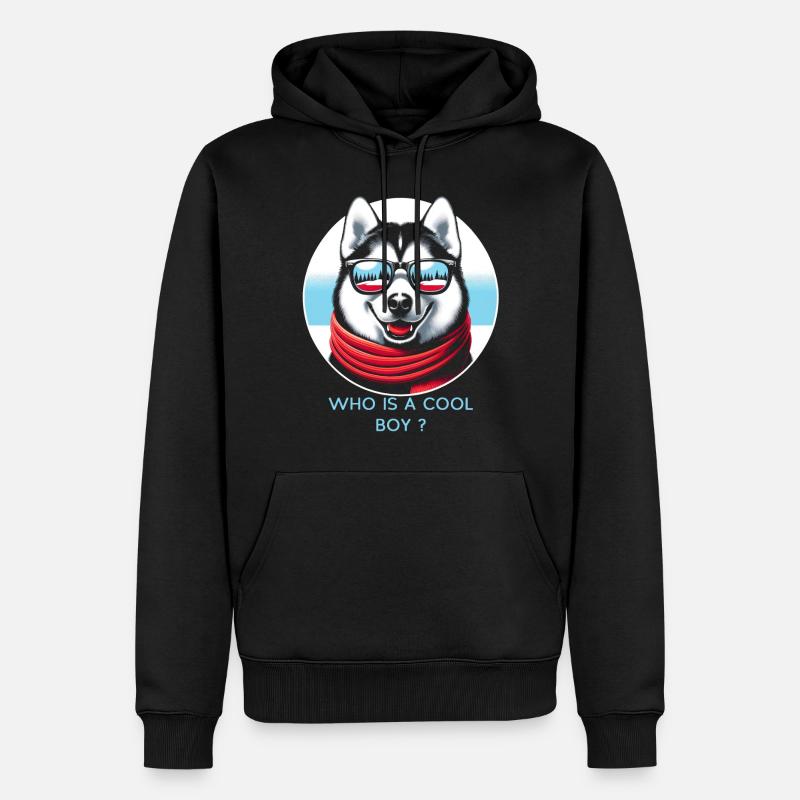 Coole Husky-Vitrine - Männer Premium Bio Hoodie - Schwarz