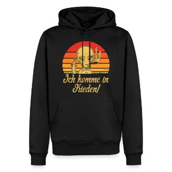 Alien "Ich komme in Frieden" - Männer Premium Bio Hoodie - Schwarz - Vorne - Nico (187cm)