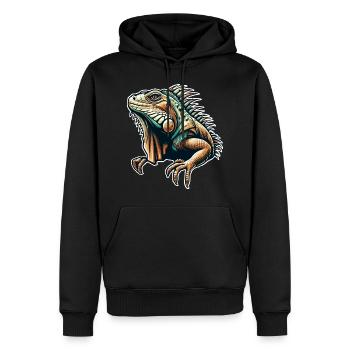 Leguan - Männer Premium Bio Hoodie - Schwarz - Vorne - Nico (187cm)