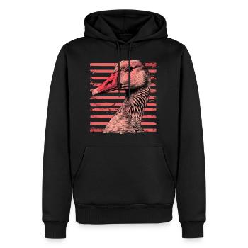 Gans mit vintage pinken Streifen - Männer Premium Bio Hoodie - Schwarz - Vorne - Nico (187cm)