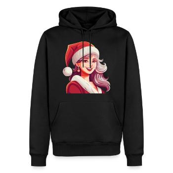 Weihnachtsfrau – Der Weihnachtsmann als Frau - Männer Premium Bio Hoodie - Schwarz - Vorne - Nico (187cm)