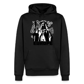 Europe (druide - un ancien prêtre celtique) - Sweat à capuche Premium bio Homme - noir - Devant - Nico (187cm)