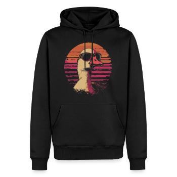 Gans mit Sonnenbrille Vintage Sonnenuntergang - Männer Premium Bio Hoodie - Schwarz - Vorne - Nico (187cm)