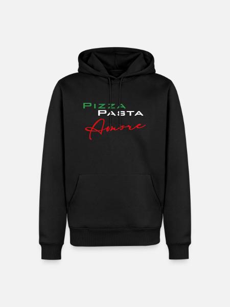 Pizza Pasta Amore - Männer Premium Bio Hoodie - Schwarz