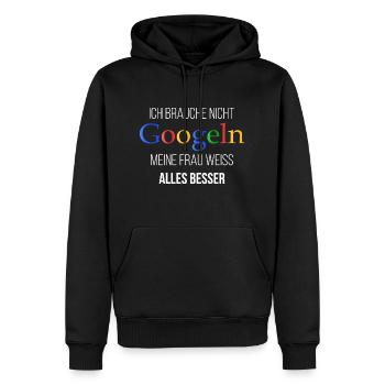 Mein Frau weiß alles besser Lustiges Ehemann Shirt - Männer Premium Bio Hoodie - Schwarz - Vorne - Nico (187cm)