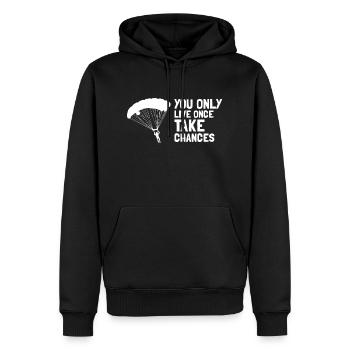 Vous ne vivez qu’une fois Prenez des risques Cool Parachutisme - Sweat à capuche Premium bio Homme - noir - Devant - Nico (187cm)