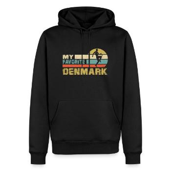 Denmark Soccer Football 2022 WM - Sweat à capuche Premium bio Homme - noir - Devant - Nico (187cm)