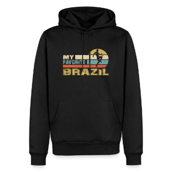 Brazil Soccer Football 2022 WM - Sweat à capuche Premium bio Homme - noir - Devant - Nico (187cm)