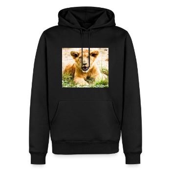 Lionceau - Sweat à capuche Premium bio Homme - noir - Devant - Nico (187cm)