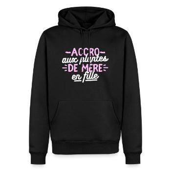 Accro aux plantes de mère en fille - Sweat à capuche Premium bio Homme - noir - Devant - Nico (187cm)