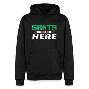 Santa please Stop here - Männer Premium Bio Hoodie - Schwarz - Vorne - Nico (187cm)