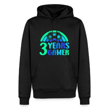 3ème anniversaire garçon 3 ans contrôleur de jeu - Sweat à capuche Premium bio Homme - noir - Devant - Nico (187cm)