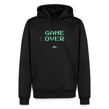 game (l)over - Männer Premium Bio Hoodie - Schwarz - Vorne - Nico (187cm)