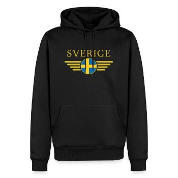 J'aime la Suède, t-shirt design de style élégance - Sweat à capuche Premium bio Homme - noir - Devant - Nico (187cm)