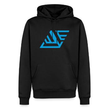 "geometrischem Print Blau" - Männer Premium Bio Hoodie - Schwarz - Vorne - Nico (187cm)