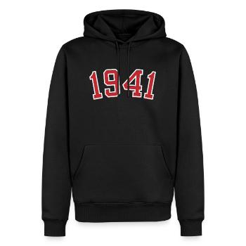 Année de naissance sport 1941 - Sweat à capuche Premium bio Homme - noir - Devant - Nico (187cm)